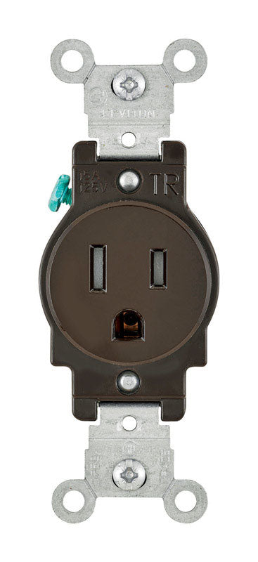 LEVITON - Leviton 15 amps 125 V Single Brown Outlet 5-15R 1 pk