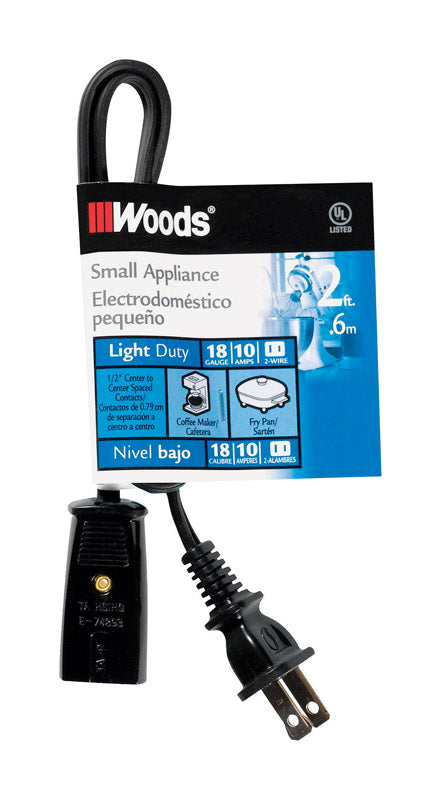 WOODS - Woods 18/2 HPN 125 V 2 ft. L Small Appliance Cord