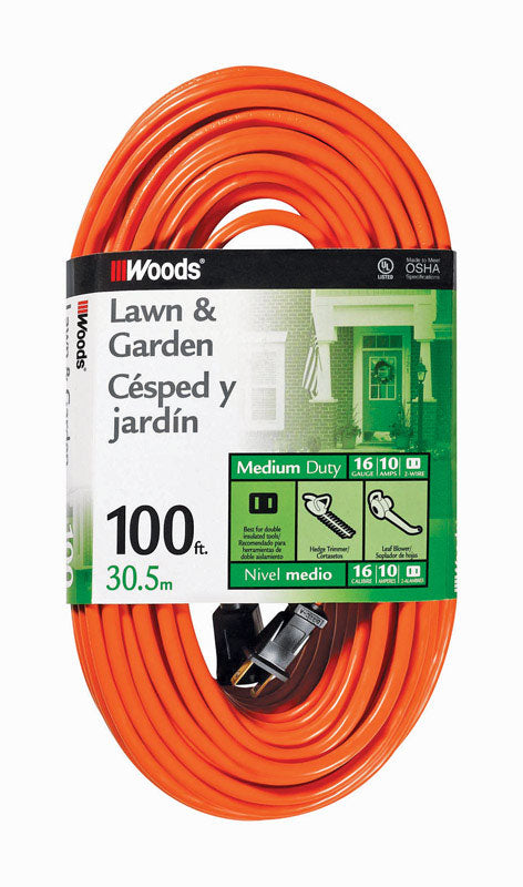 WOODS - Woods Outdoor 100 ft. L Orange Extension Cord 16/2