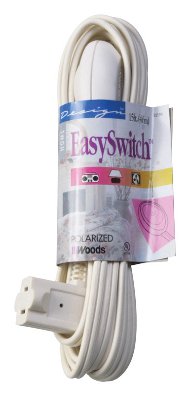 WOODS - Woods Easy Switch Indoor 15 ft. L White Extension Cord 16/2 SPT-2