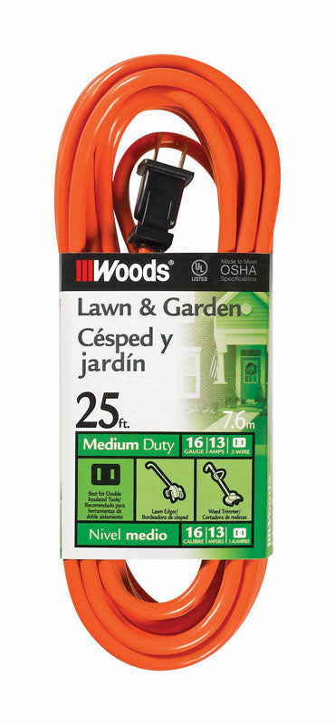 WOODS - Woods Outdoor 25 ft. L Orange Extension Cord 16/2