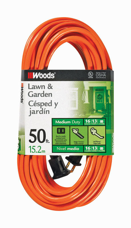 WOODS - Woods Outdoor 50 ft. L Orange Extension Cord 16/2