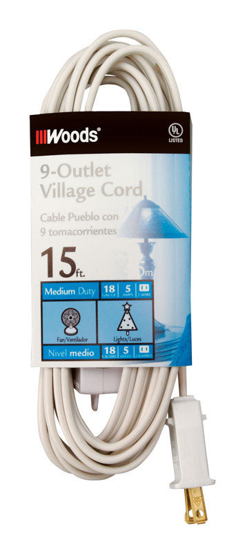 WOODS - Woods Indoor 15 ft. L White Extension Cord with Switch 18/2