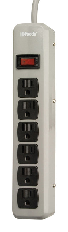 SOUTHWIRE - Southwire Woods 5 ft. L 6 outlets Power Strip Gray