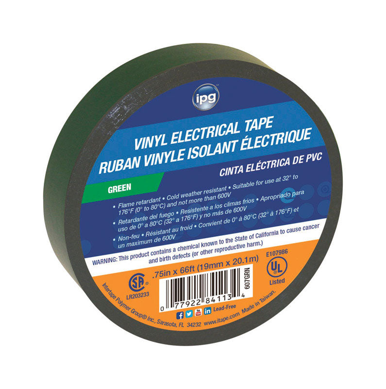 IPG - IPG .75 in. W X 60 ft. L Green Vinyl Electrical Tape