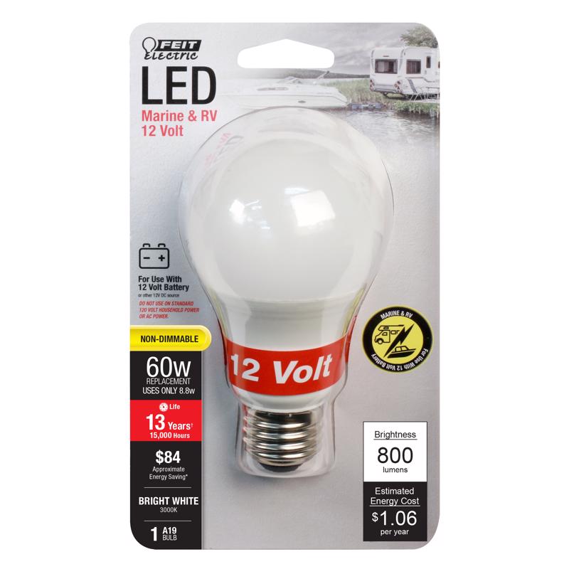 FEIT - Feit A19 E26 (Medium) LED Bulb Bright White 60 Watt Equivalence 1 pk [OM60930LED12BX]