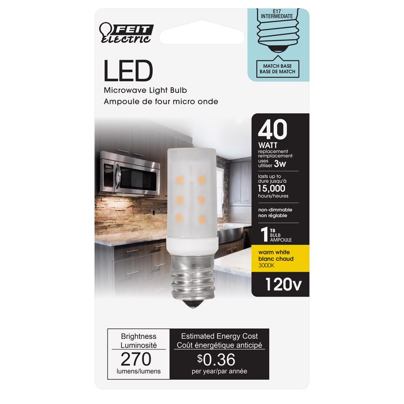 FEIT - Feit T8 E17 (Intermediate) LED Bulb Warm White 40 Watt Equivalence 1 pk