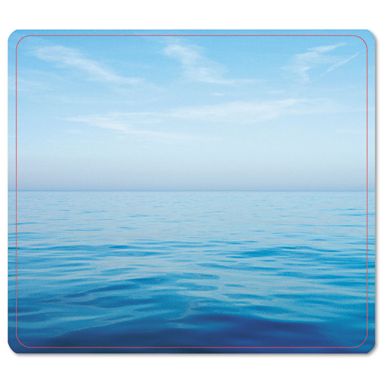 Fellowes - Recycled Mouse Pad, 9 x 8, Blue Ocean Design