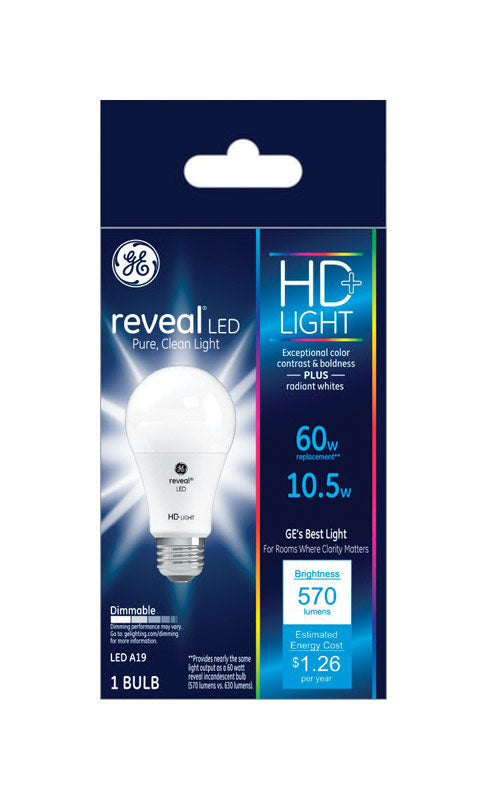 GE - GE Reveal A19 E26 (Medium) LED Bulb White 60 Watt Equivalence 1 pk - Case of 3