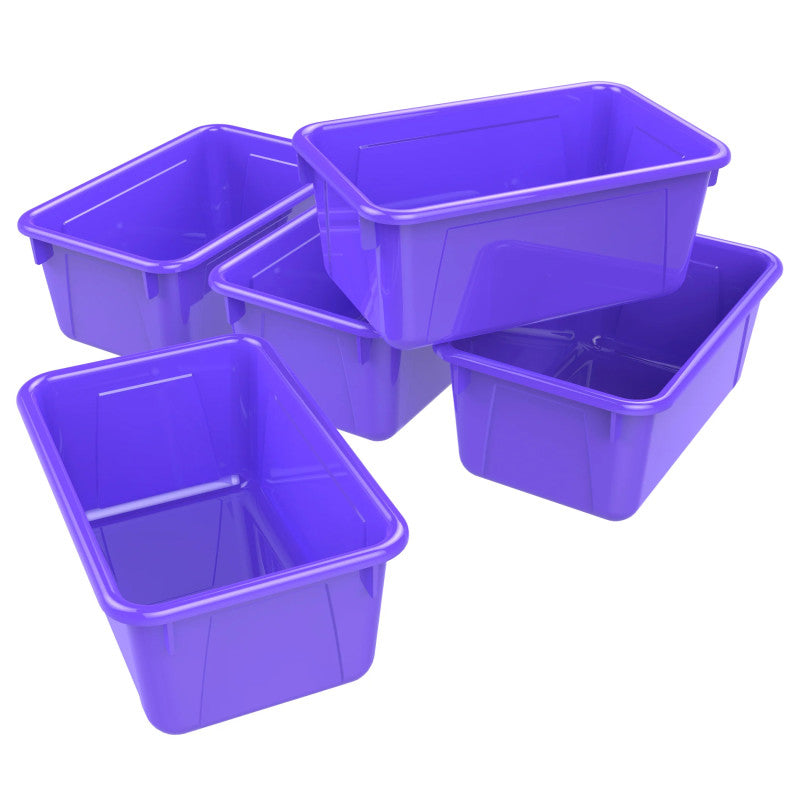 STOREX - Small Cubby Bin, Purple, Pack of 5