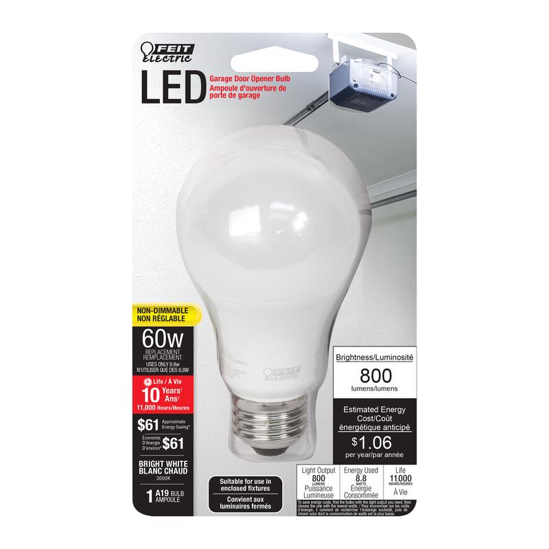 FEIT - Feit A19 E26 (Medium) LED Bulb Bright White 60 Watt Equivalence 1 pk [OM60930CA10KGAR]