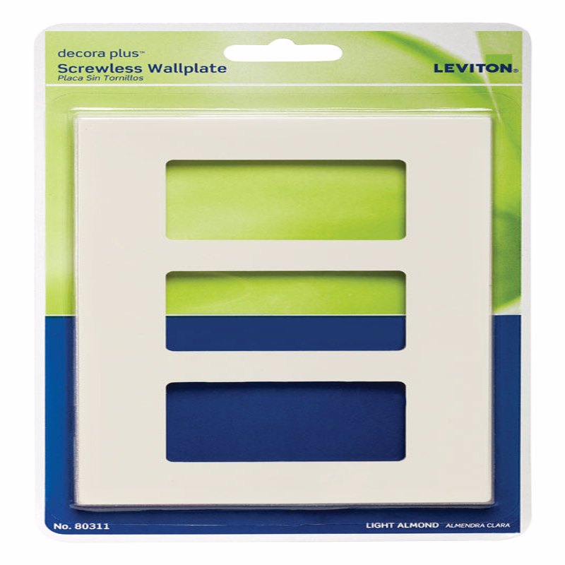 LEVITON - Leviton Decora Plus Almond 3 gang Polycarbonate Decorator Screwless Wall Plate 1 each
