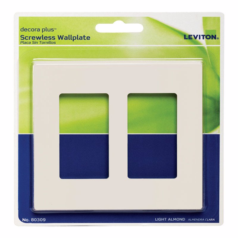 LEVITON - Leviton Decora Plus Almond 2 gang Polycarbonate Decorator Screwless Wall Plate 1 pk