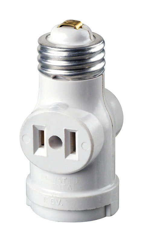 LEVITON - Leviton Plastic Keyless Lampholder w/Outlet 1 pk