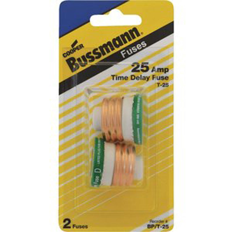 BUSSMANN - Bussmann 25 amps Time Delay Plug Fuse 2 pk