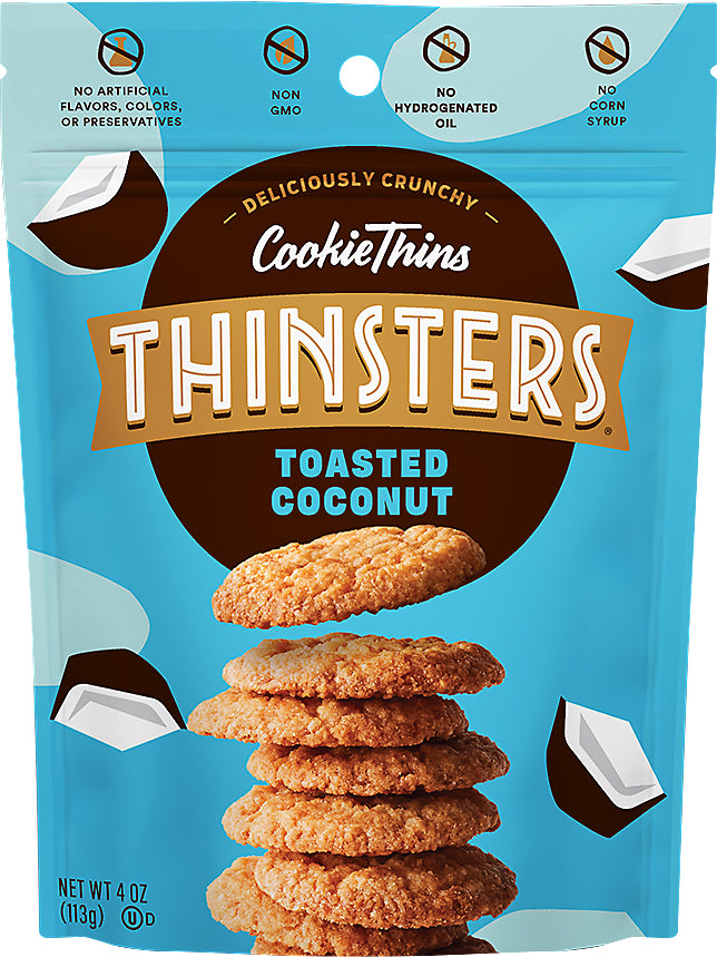 Thinsters Toasted Coconut Cookie Thins 4 oz - Case of 12