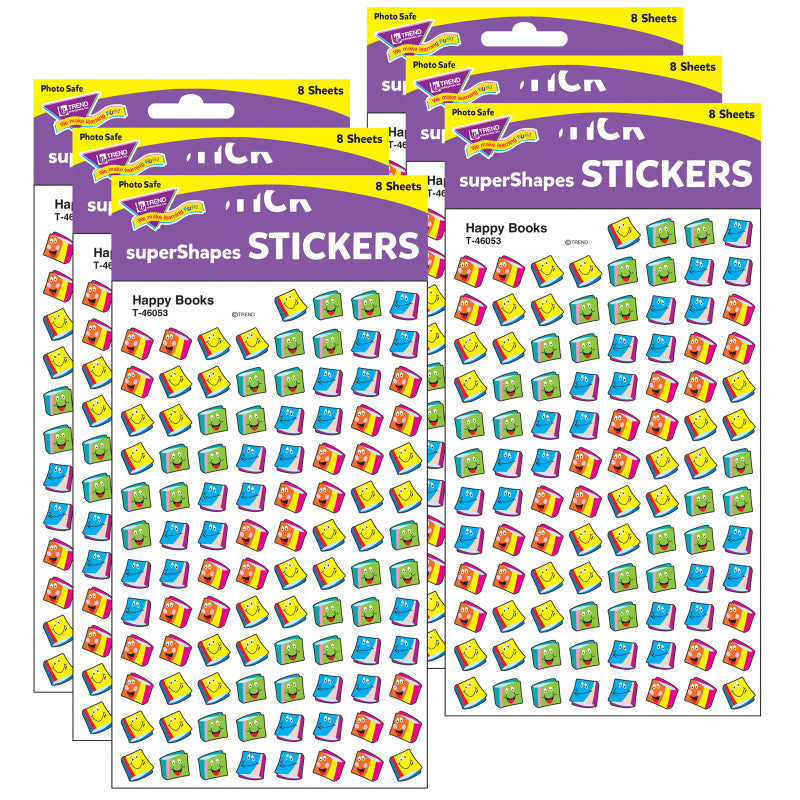 TREND - Happy Books superShapes Stickers, 800 Per Pack, 6 Packs