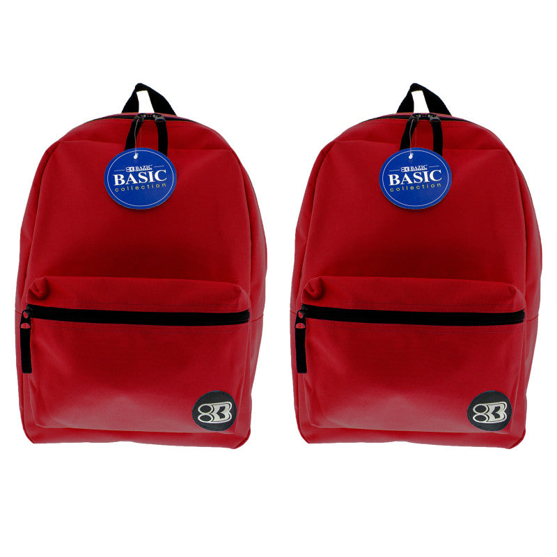 BAZIC PRODUCTS - Basic Backpack 16" Burgundy, Pack of 2