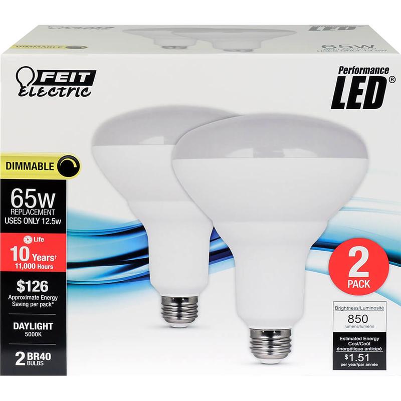 FEIT - Feit BR40 E26 (Medium) LED Bulb Daylight 65 Watt Equivalence 2 pk