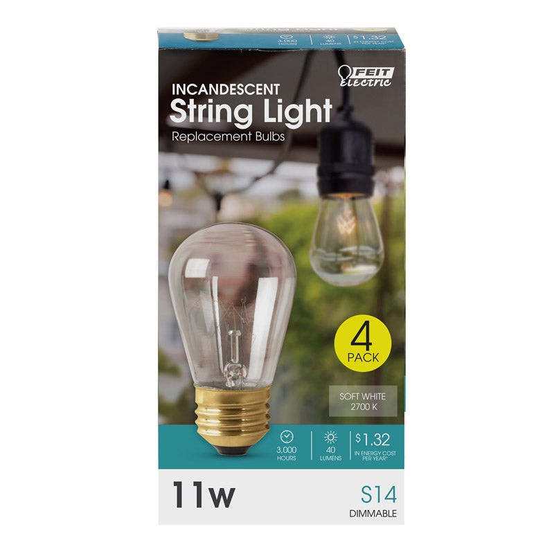 FEIT - Feit 11 W S14 Decorative Incandescent Bulb E26 (Medium) Soft White 4 pk