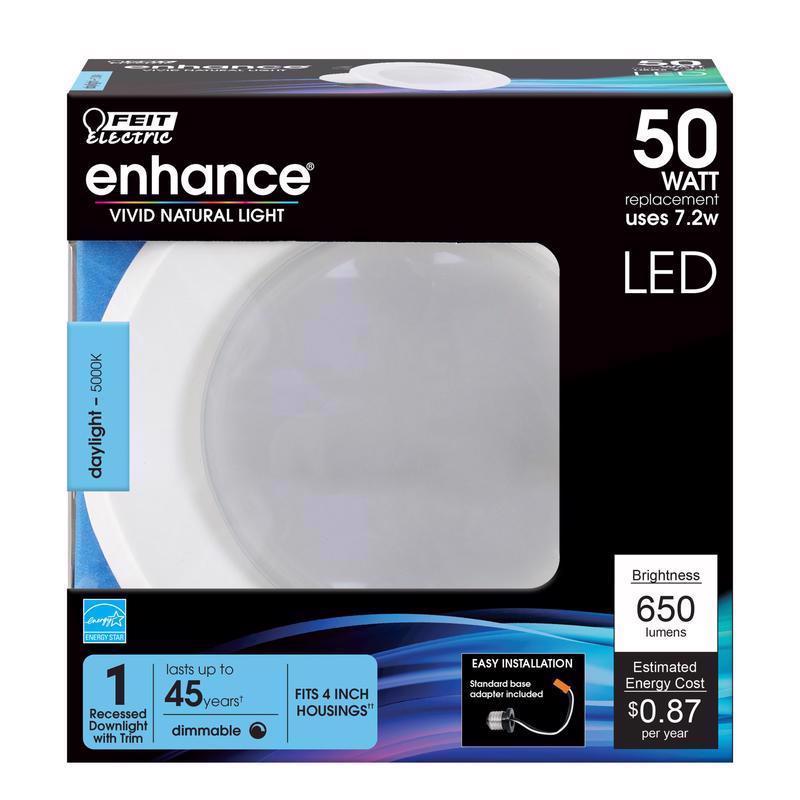 FEIT - Feit Enhance White 5 in. W LED Retrofit Recessed Lighting 7.2 W - Case of 6