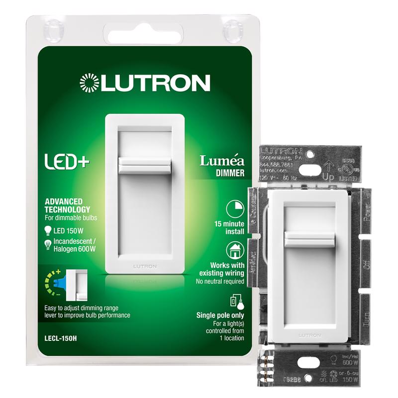 LUTRON - Lutron Lumea White 150 W Slide Dimmer Switch 1 pk