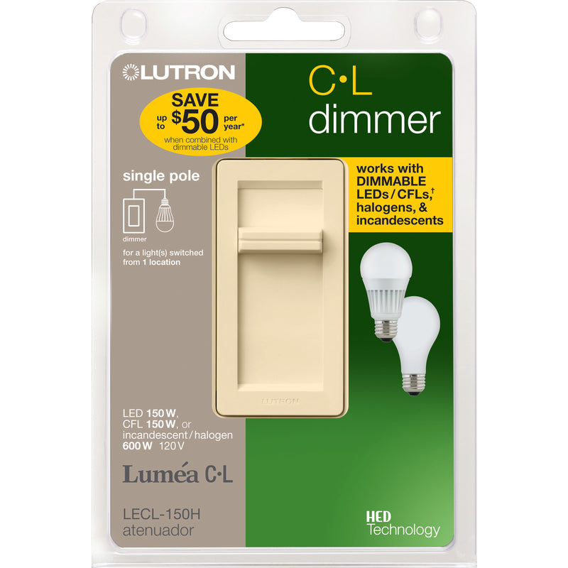 LUTRON - Lutron Lumea Light Almond 150 W Slide Dimmer Switch 1 pk