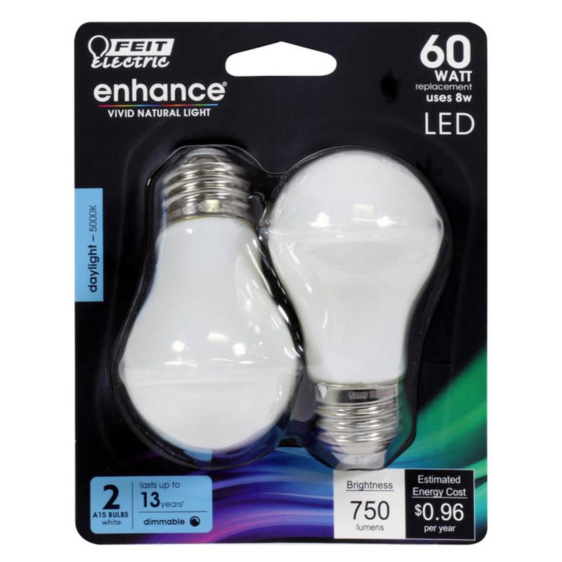 FEIT - Feit Enhance A15 E26 (Medium) Filament LED Bulb Daylight 60 Watt Equivalence 2 pk [BPA1560W950CFL2]