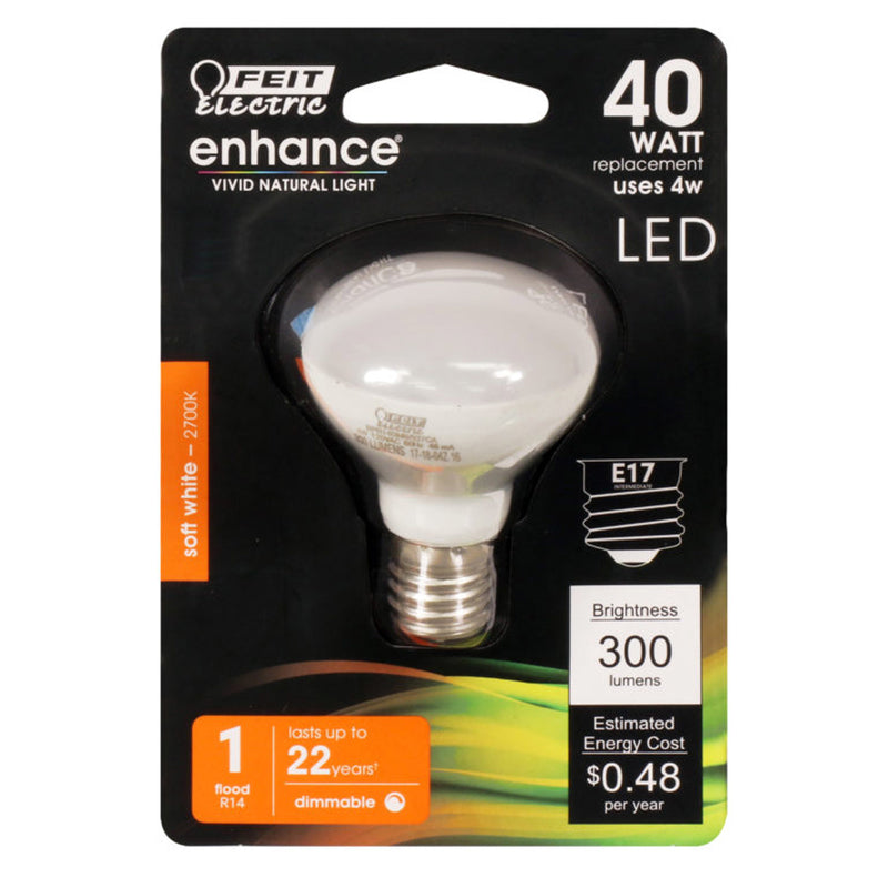 FEIT - Feit Enhance R14 E17 (Intermediate) LED Bulb Soft White 40 Watt Equivalence 1 pk - Case of 4