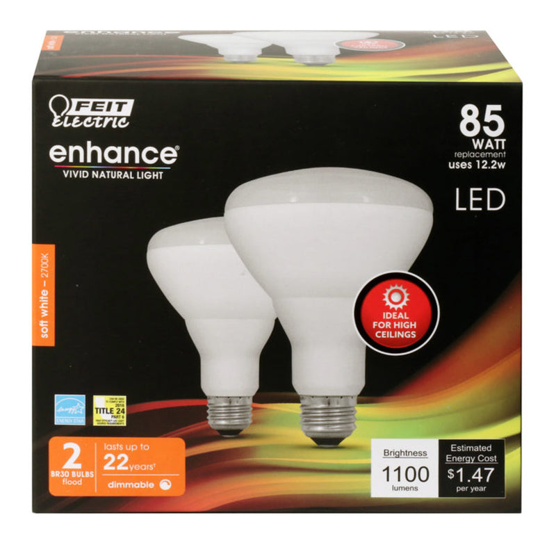 FEIT - Feit Enhance BR30 E26 (Medium) LED Bulb Soft White 85 Watt Equivalence 2 pk