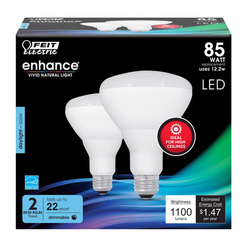 FEIT - Feit Enhance BR30 E26 (Medium) LED Bulb Daylight 85 Watt Equivalence 2 pk