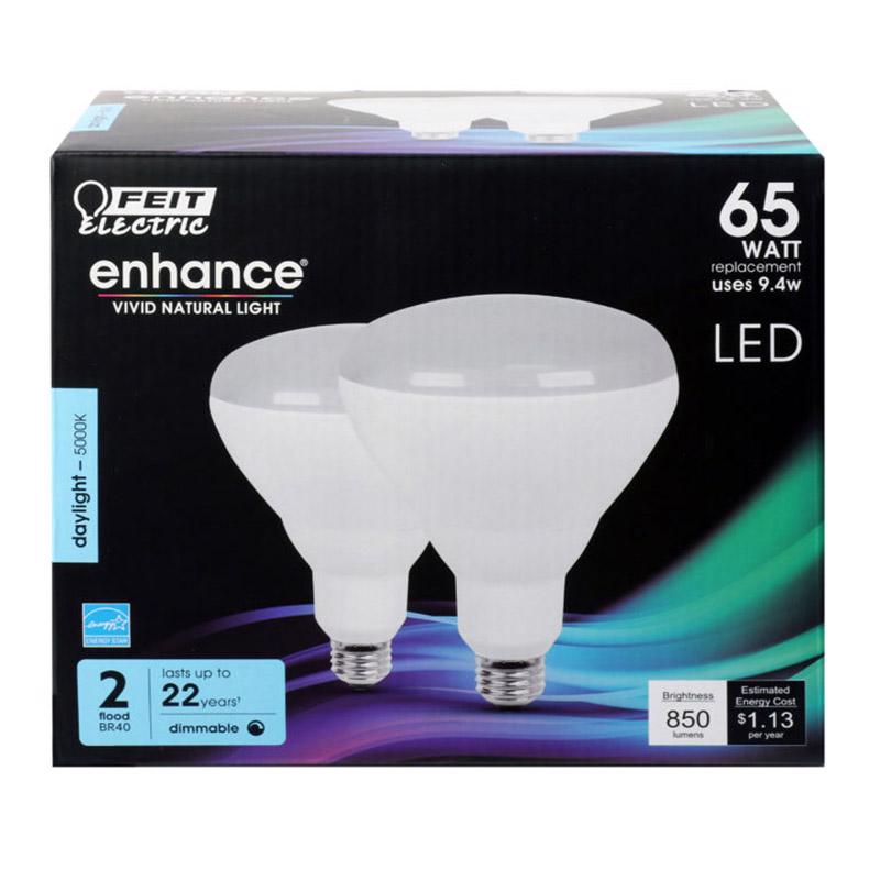 FEIT - Feit Enhance BR40 E26 (Medium) LED Bulb Daylight 65 Watt Equivalence 2 pk