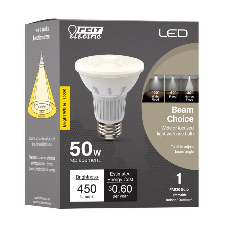 FEIT - Feit Intellibulb PAR20 E26 (Medium) LED Bulb Bright White 50 Watt Equivalence 1 pk