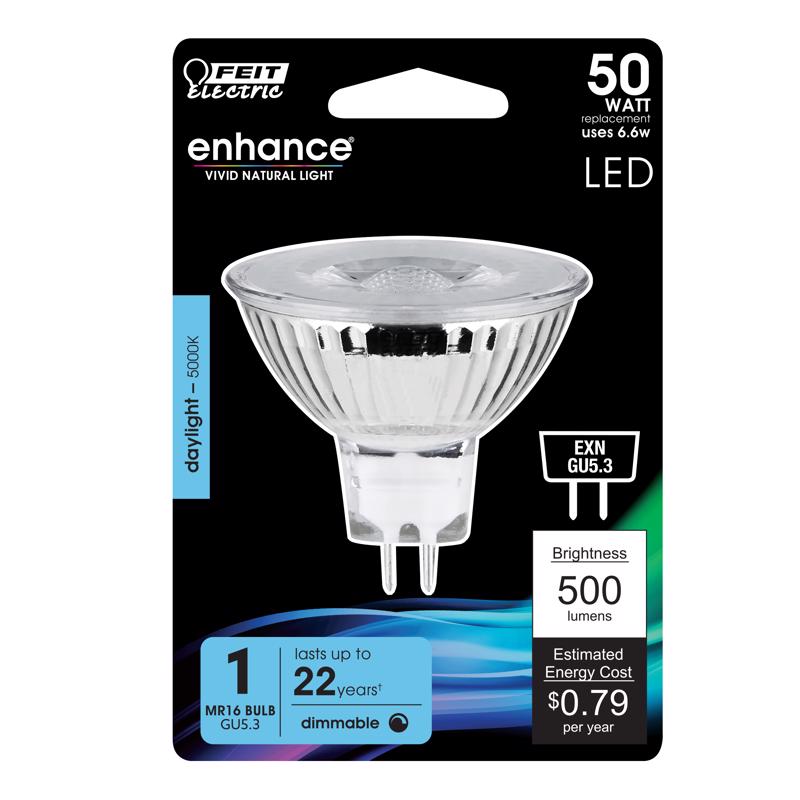 FEIT - Feit Enhance MR16 GU5.3 LED Bulb Daylight 50 Watt Equivalence 1 pk