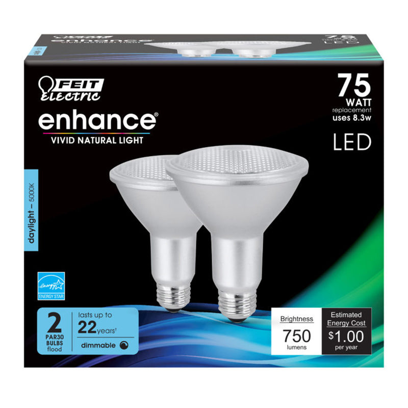 FEIT - Feit Enhance PAR30 E26 (Medium) LED Bulb Daylight 75 Watt Equivalence 2 pk