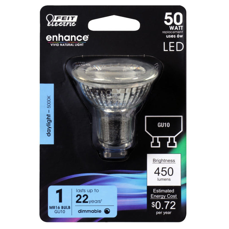 FEIT - Feit Enhance MR16 GU10 LED Bulb Daylight 50 Watt Equivalence 1 pk