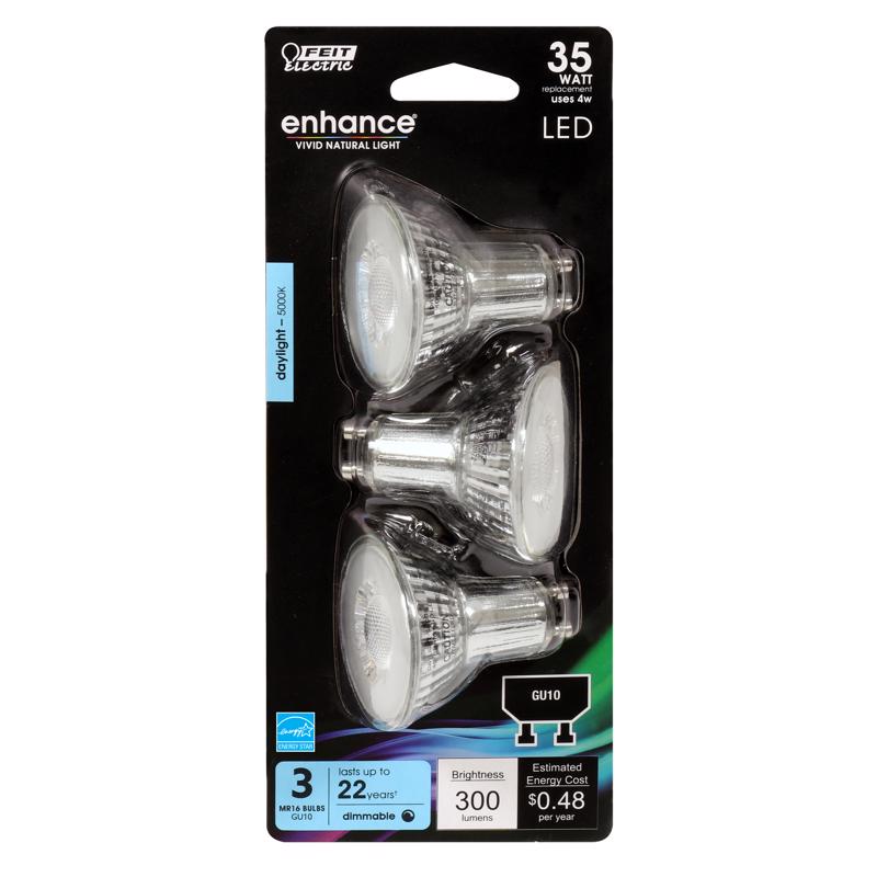 FEIT - Feit Enhance MR16 GU10 LED Bulb Daylight 35 Watt Equivalence 3 pk