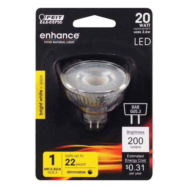 FEIT - Feit Enhance MR16 GU5.3 LED Bulb Bright White 20 Watt Equivalence 1 pk