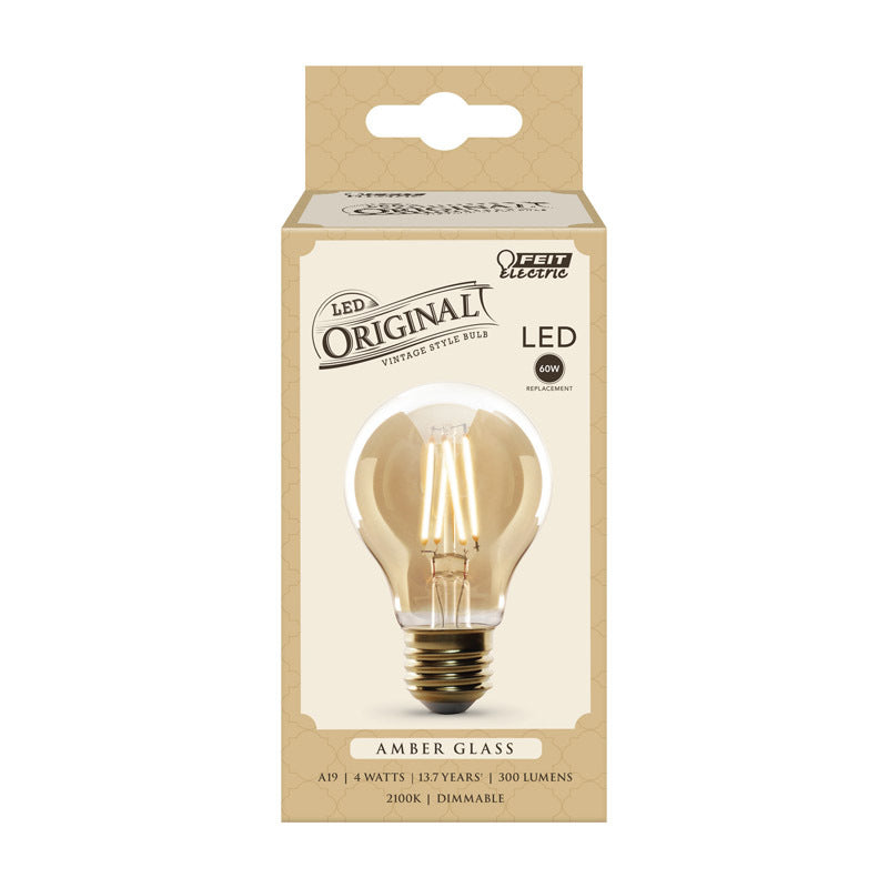 FEIT - Feit A19 E26 (Medium) LED Bulb Amber Soft White 60 Watt Equivalence 1 pk