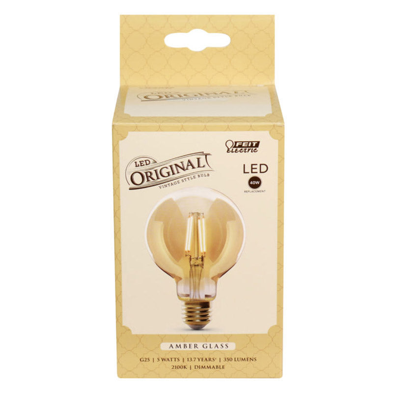 FEIT - Feit G25 E26 (Medium) LED Bulb Amber 40 Watt Equivalence 1 pk