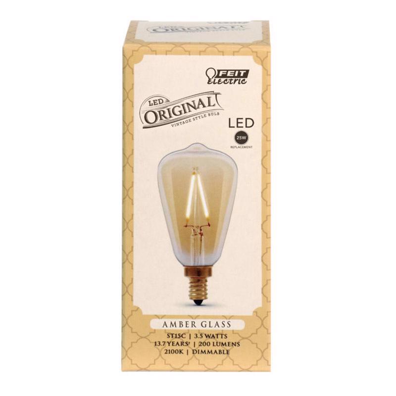 FEIT - Feit LED Filament ST15 E12 (Candelabra) LED Bulb Amber Soft White 25 Watt Equivalence 1 pk