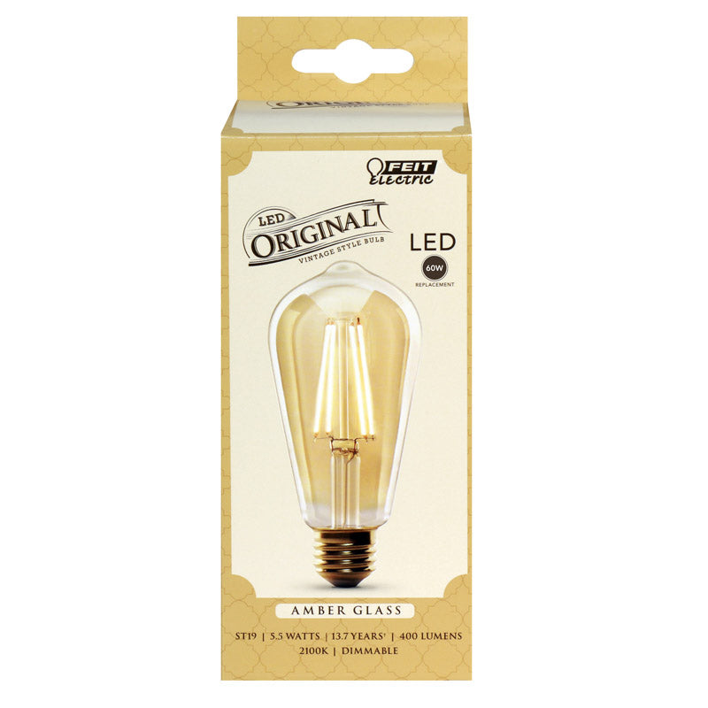 FEIT - Feit ST19 E26 (Medium) LED Bulb Amber Soft White 60 Watt Equivalence 1 pk