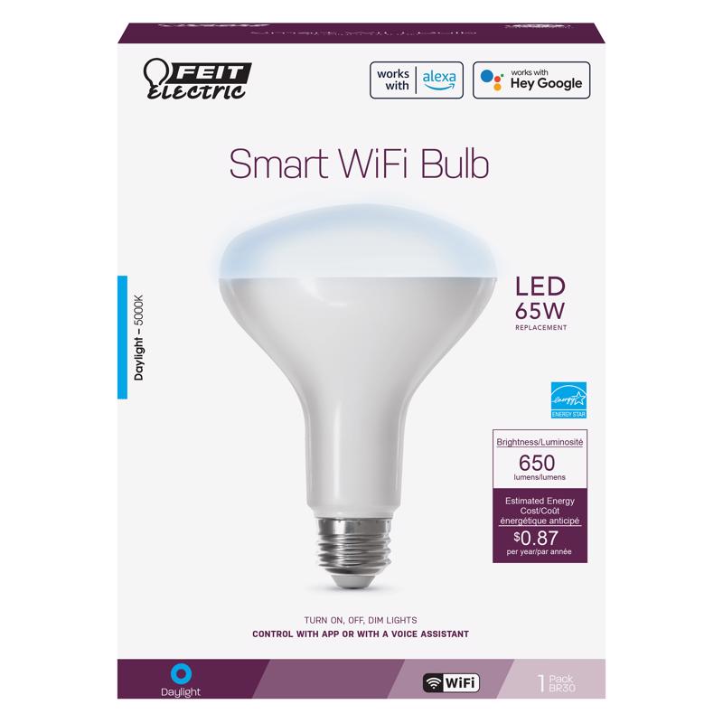 FEIT - Feit Smart Home BR30 E26 (Medium) Smart-Enabled LED Bulb Daylight 65 Watt Equivalence 1 pk