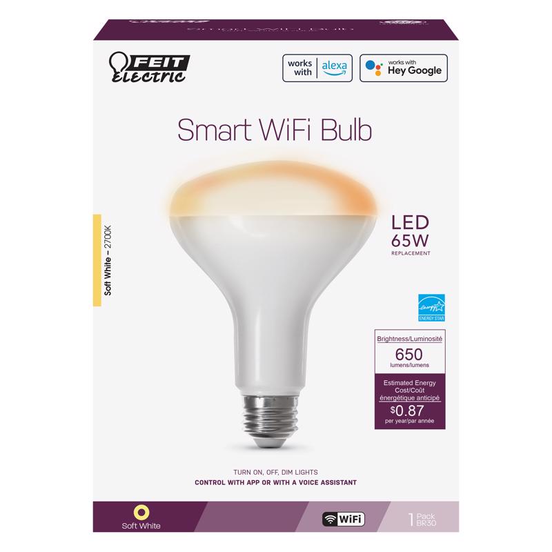 FEIT - Feit Smart Home BR30 E26 (Medium) Smart-Enabled LED Bulb Soft White 65 Watt Equivalence 1 pk