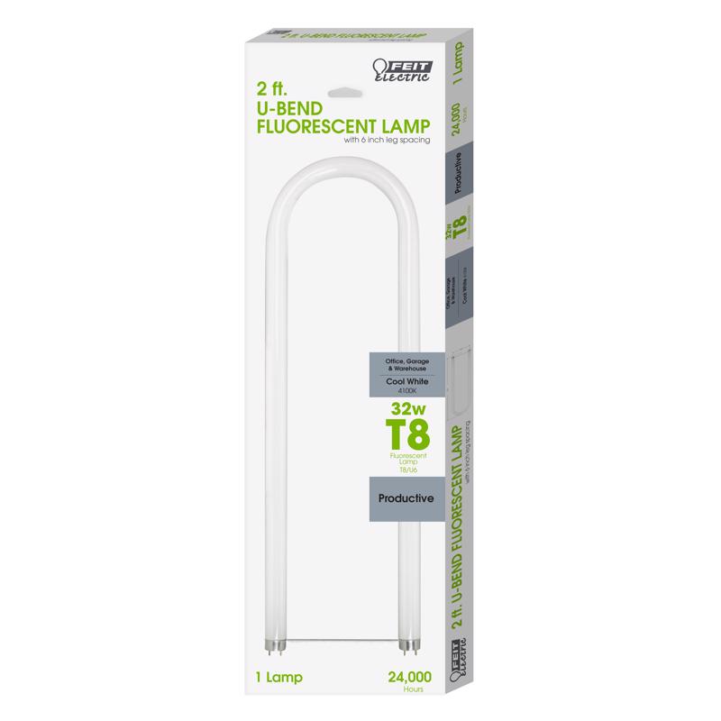 FEIT - Feit Legacy Bulbs 32 W T8 7 in. D X 22.9 in. L Fluorescent Bulb Cool White U-Bend 4100 K 1 pk - Case of 6