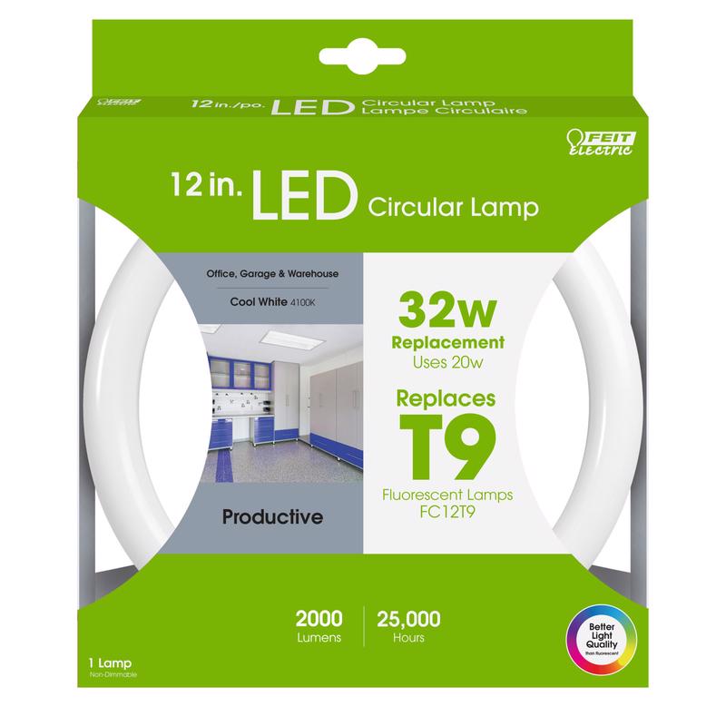 FEIT - Feit Plug & Play T9 Cool White 12 in. G10Q Circular LED Bulb 32 Watt Equivalence 1 pk