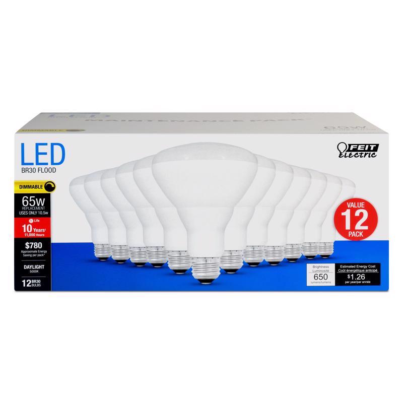 FEIT - Feit BR30 E26 (Medium) LED Bulb Daylight 65 Watt Equivalence 12 pk