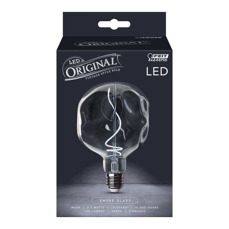 FEIT - Feit Tear Drop E26 (Medium) Filament LED Bulb Smoke Daylight 60 Watt Equivalence 1 pk [LUNA/7/SMK/FIL]