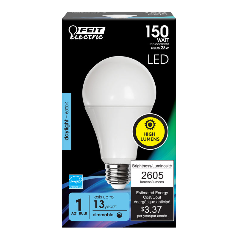 FEIT - Feit Enhance A21 E26 (Medium) LED Bulb Daylight 150 Watt Equivalence 1 pk