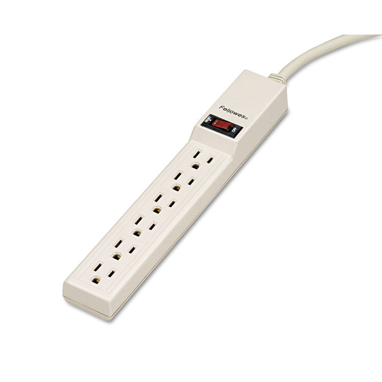 Fellowes - Power Strip, 6 Outlets, 4 ft Cord, Platinum